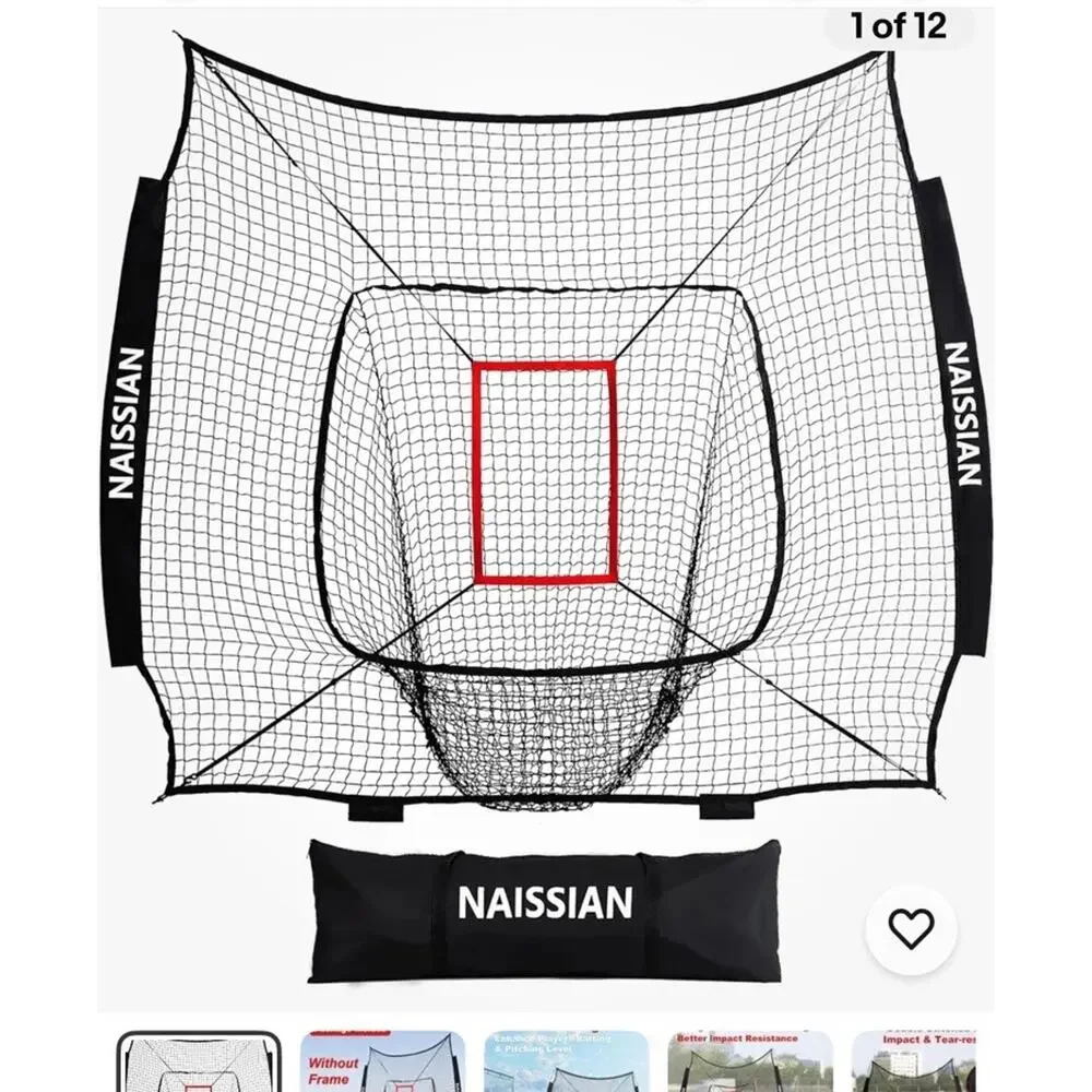 Baseball Batting Cage NET ONLY Adjustable Strike Zone for Kids Practice, 7X7